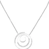 Collier Kette mit Anhänger aus Edelstahl Spirale mit 74 Kristallen 42-46cm