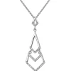 Collier Kette mit Anhänger aus 925 Silber mit 46 weißen Zirkonia 45cm Damen