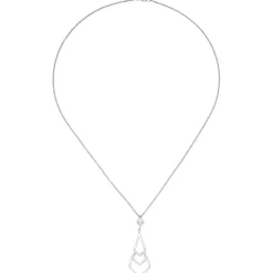 Collier Kette mit Anhänger aus 925 Silber mit 46 weißen Zirkonia 45cm Damen