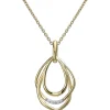 Collier Kette mit Anhänger aus 925 Silber vergoldet mit 5 Zirkonia 45cm Damen