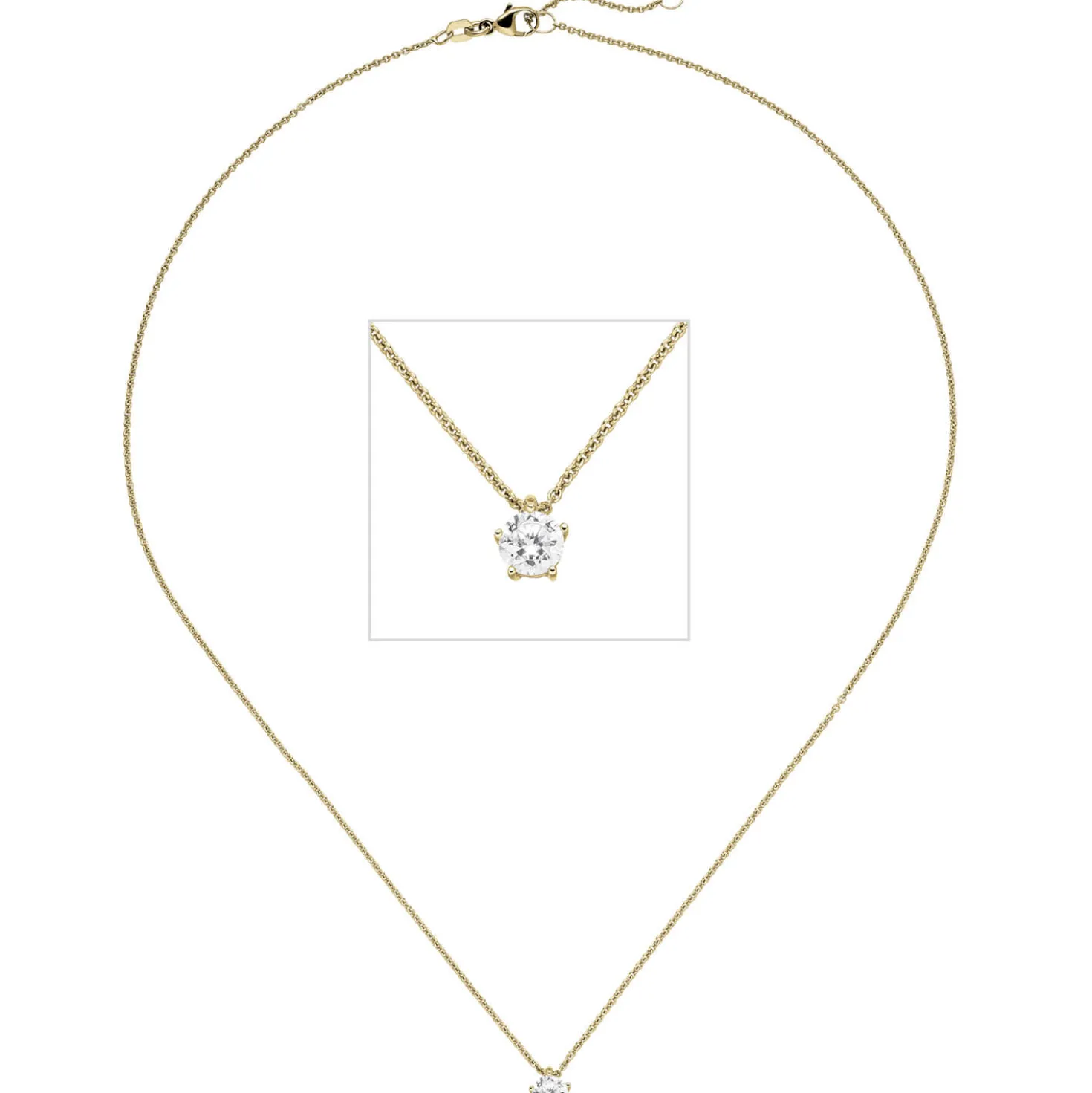 Collier Kette mit Anhänger 585 Gelbgold Diamant 0,50 ct. W-SI 45cm 5er-Krappe