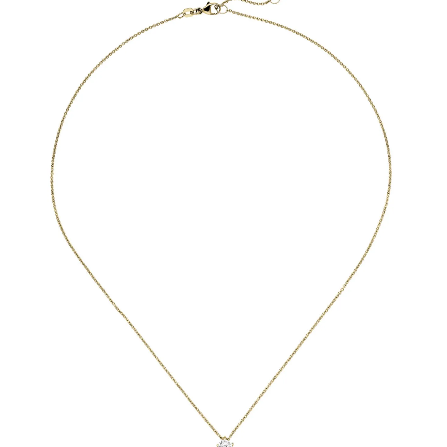 Collier Kette mit Anhänger 585 Gelbgold Diamant 0,50 ct. W-SI 45cm 5er-Krappe