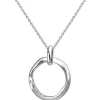 Collier Kette mit Anhänger Kreis aus 925 Silber eismatt mit 10 Zirkonia 45cm