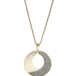 Collier Kette mit Anhänger rund, Edelstahl mit Glitzern Glitzereffekt, 80cm