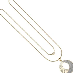 Collier Kette mit Anhänger rund, Edelstahl mit Glitzern Glitzereffekt, 80cm