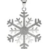 Collier Kette mit Anhänger Schneeflocke mit Glitzern, Edelstahl bicolor, 42cm