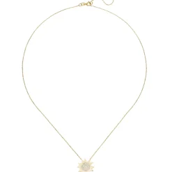 Collier Kette mit Anhänger Sonne aus 333 Gold Gelbgold mit 37 Zirkonia 42-45cm