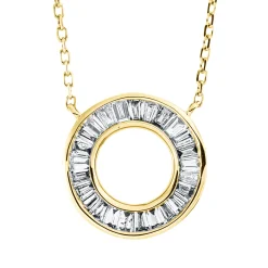 Collier Kreis aus 750 Gelbgold 25 Diamanten Trapez-Schliff 0,31ct TW-VSI L:45,7cm