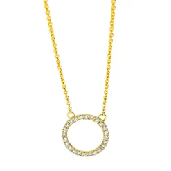 Collier Kreis aus 750 Gold Gelbgold 24 Brillanten 0,11ct TW-SI L:45cm