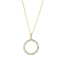 Collier Kreis aus 750 Gold Gelbgold 25 Diamanten 0,76ct TW-SI L:45cm