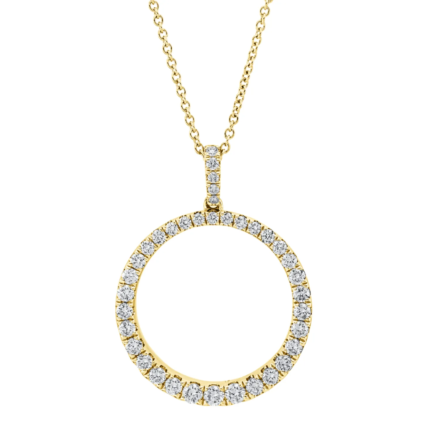 Collier Kreis aus 750 Gold Gelbgold 37 Diamanten 0,81ct TW-SI L:45cm