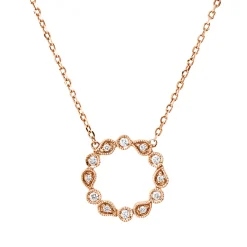 Collier Kreis aus 750 Gold Rotgold 12 Brillanten 0,09ct TW-SI L:47cm