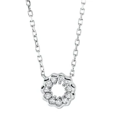 Collier Kreis aus 750 Gold Weißgold 11 Brillanten 0,07ct TW-SI L:45,7cm
