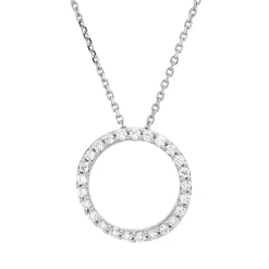 Collier Kreis aus 750 Gold Weißgold 25 Brillanten 0,15ct TW-SI L:45cm