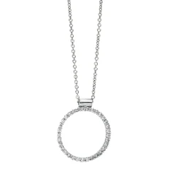 Collier Kreis aus 585 Gold Weißgold 33 Brillanten 0,22ct TW-SI L:42cm