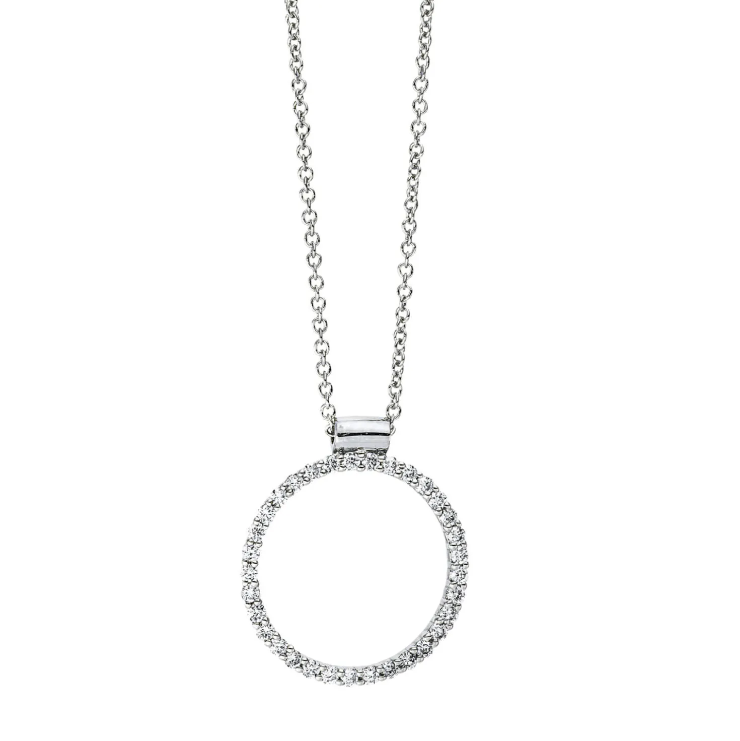 Collier Kreis aus 585 Gold Weißgold 33 Brillanten 0,22ct TW-SI L:42cm