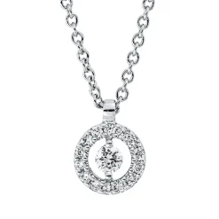 Collier Kreis aus 750 Gold Weißgold 15 Brillanten 0,08ct TW-SI L:42cm