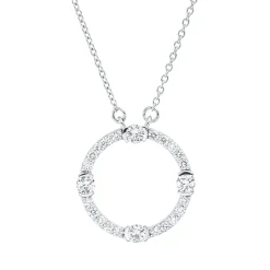 Collier Kreis aus 750 Gold Weißgold 24 Brillanten 0,48ct TW-SI L:45,7cm