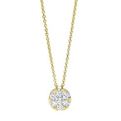 Collier Kreis 750 Gelbgold 6 Brillanten 0,27ct TW-SI 1 Brillant 0,1ct TW-SI L:45cm