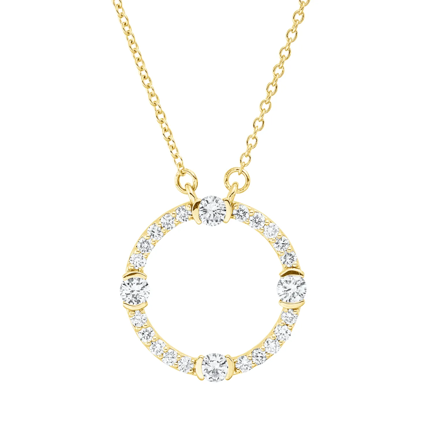 Collier Kreis 750 Gelbgold 24 Brillanten 0,48ct TW-SI L:45,7cm Fassung rhodiniert