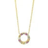 Collier Kreis 750 Gelbgold 10 Saphire 0,26ct mehrfarbig 3 Brillanten 0,06ct TW-SI