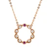Collier Kreis 750 Rotgold 2 Rubine 0,03ct rot 8 Brillanten 0,08ct TW-SI L:45,7cm