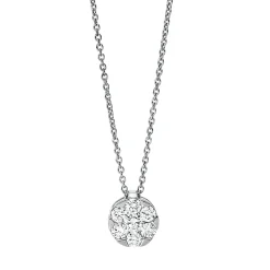 Collier Kreis 750 Weißgold 6 Brillanten 0,27ct TW-SI 1 Brillant 0,1ct TW-SI L:45cm