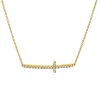 Collier Kreuz aus 750 Gelbgold 21 Brillanten 0,14ct TW-VSI/SI L:40,6cm