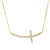 Collier Kreuz aus 750 Gold Gelbgold 22 Brillanten 0,3ct TW-SI L:45cm