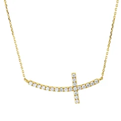 Collier Kreuz aus 750 Gold Gelbgold 22 Brillanten 0,3ct TW-SI L:45cm