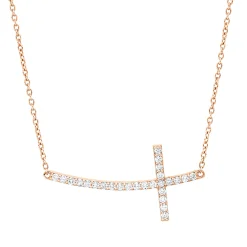 Collier Kreuz aus 585 Gold Rotgold 26 Brillanten 0,34ct si-si L:40,6cm