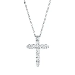 Collier Kreuz aus 750 Gold Weißgold 11 Brillanten 0,33ct F-SI L:45,7cm