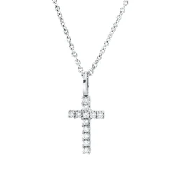 Collier Kreuz aus 750 Gold Weißgold 12 Brillanten 0,07ct TW-PI L:40cm