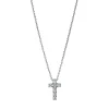 Collier Kreuz aus 750 Gold Weißgold 7 Brillanten 0,1ct TW-SI L:42cm
