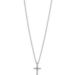 Collier Kreuz aus 750 Gold Weißgold 12 Brillanten 0,03ct TW-SI L:42cm
