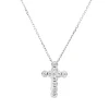 Collier Kreuz aus 750 Gold Weißgold 11 Brillanten 0,35ct TW-SI L:45,7cm