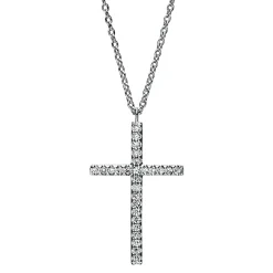 Collier Kreuz aus 750 Gold Weißgold 27 Brillanten 0,09ct TW-SI L:42cm