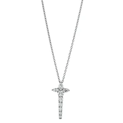 Collier Kreuz aus 750 Weißgold 9 Diamanten Fanatsy-Schliff 0,79ct TW-VSI/SI L:42cm