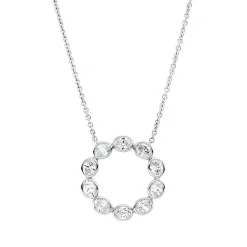 Collier Kreuz aus 750 Weißgold 10 Diamanten Oval-Schliff 1,4ct TW-VSI L:42cm