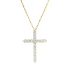 Collier Kreuz 750 Gelbgold 15 Brillanten 0,62ct F-SI 1 Brillant 0,1ct F-SI L:45,7cm