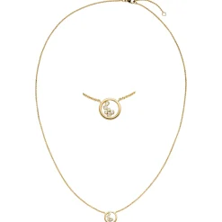 Collier mit Anhänger Kreis 750 Gold Gelbgold 6 Diamanten 0,042 Ct. 42-45cm