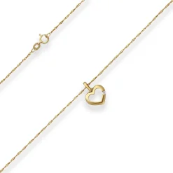 Collier mit Zirkonia Singapurkette Goldkette Herz aus 375 Gold Gelbgold 45cm