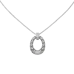 Collier mit 24 Zirkonia weiß 925 Silber Halskette 45cm Anhänger Netz-Muster