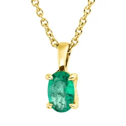 Collier Oval aus 750 Gold Gelbgold Smaragd 0,48ct grün L:45cm