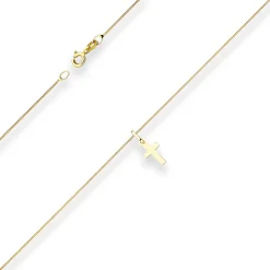 Collier Panzerkette Goldkette Kreuz Halskette aus 375 Gold Gelbgold 42cm