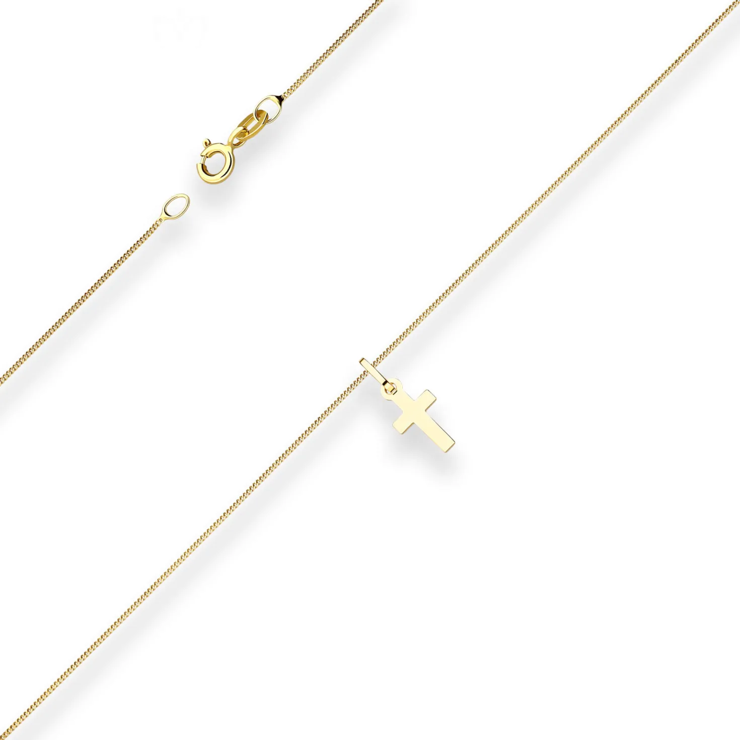 Collier Panzerkette Goldkette Kreuz Halskette aus 375 Gold Gelbgold 42cm