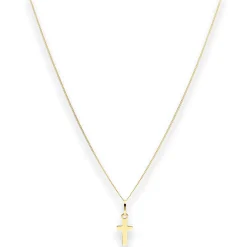 Collier Panzerkette Goldkette Kreuz Halskette aus 375 Gold Gelbgold 42cm