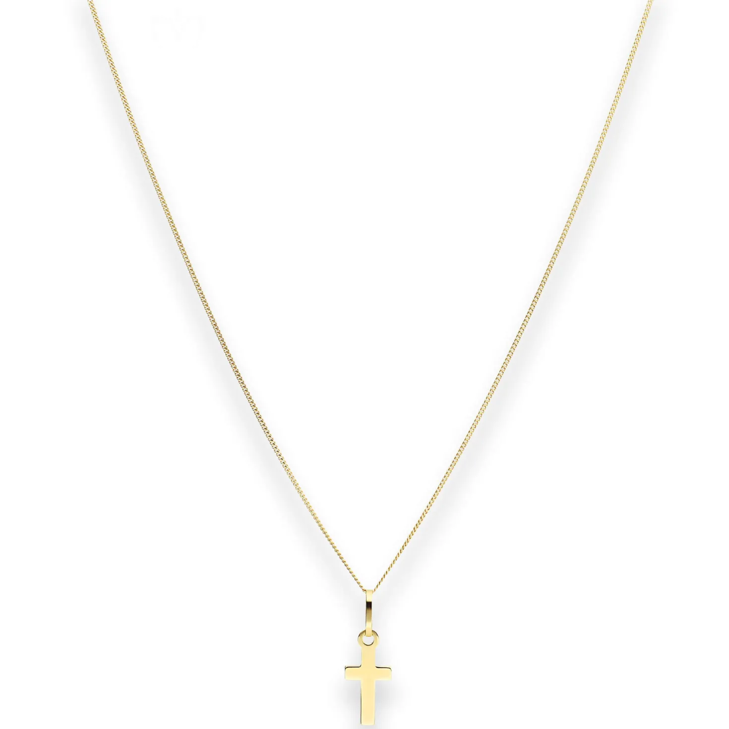 Collier Panzerkette Goldkette Kreuz Halskette aus 375 Gold Gelbgold 42cm