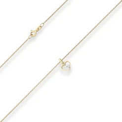 Collier Rund-Ankerkette Herz mit weißem Zirkonia aus 585 Gold Gelbgold 42cm