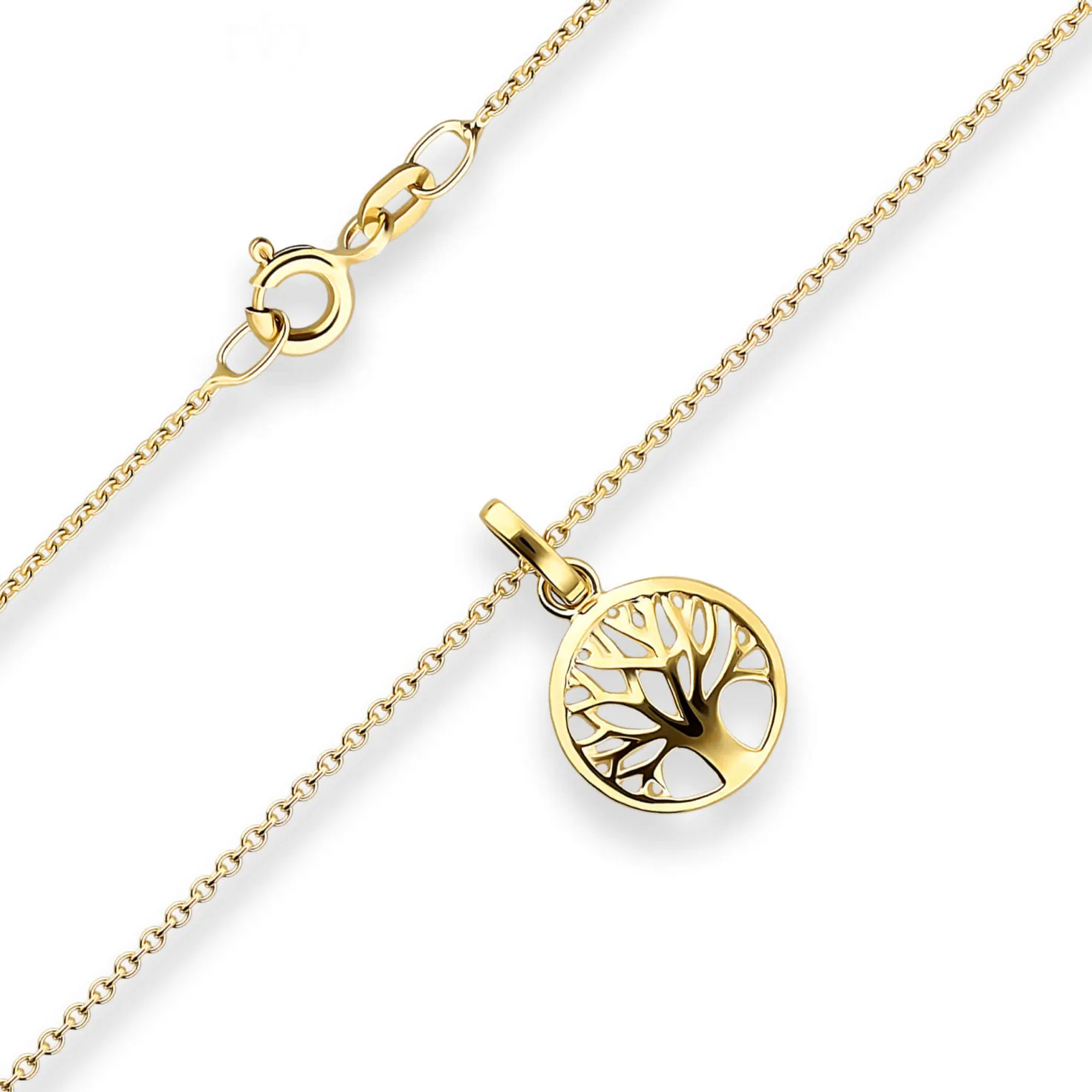 Collier Rund-Ankerkette Kette Lebensbaum Halskette aus 585 Gold Gelbgold 42cm